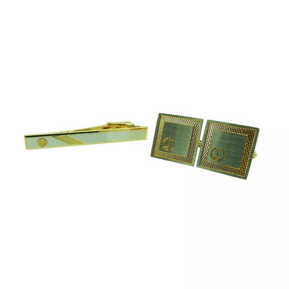 DUNHILL Cuffs 2 Item Set Silver & Gold Bracket Authentic USED